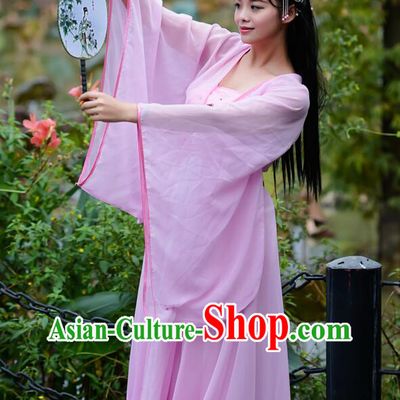 Chinese Tang Dynasty Princess Costume Traditional Dance Pink Hanfu Dress