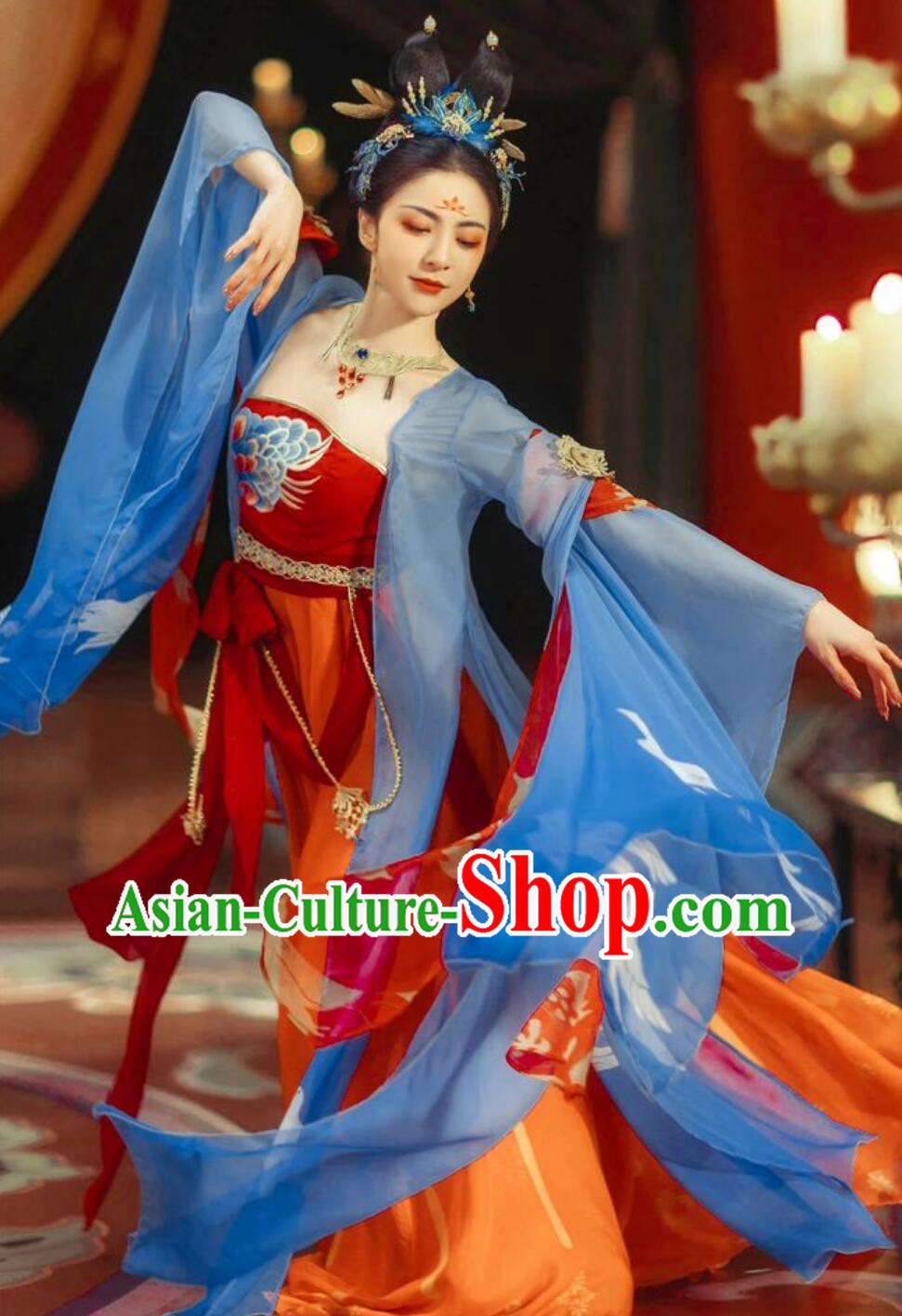 Ancient Chinese Goddess Costume Traditional Dance Tang Dynasty Hanfu Dress