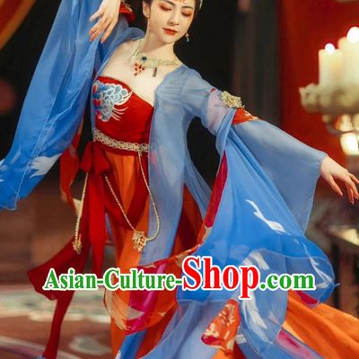 Ancient Chinese Goddess Costume Traditional Dance Tang Dynasty Hanfu Dress