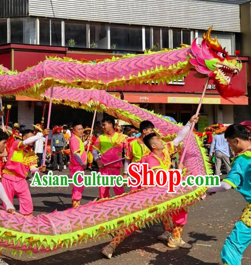 Pink Net Dragon Dance Prop Traditional Chinese Festival Flower Dragon Head