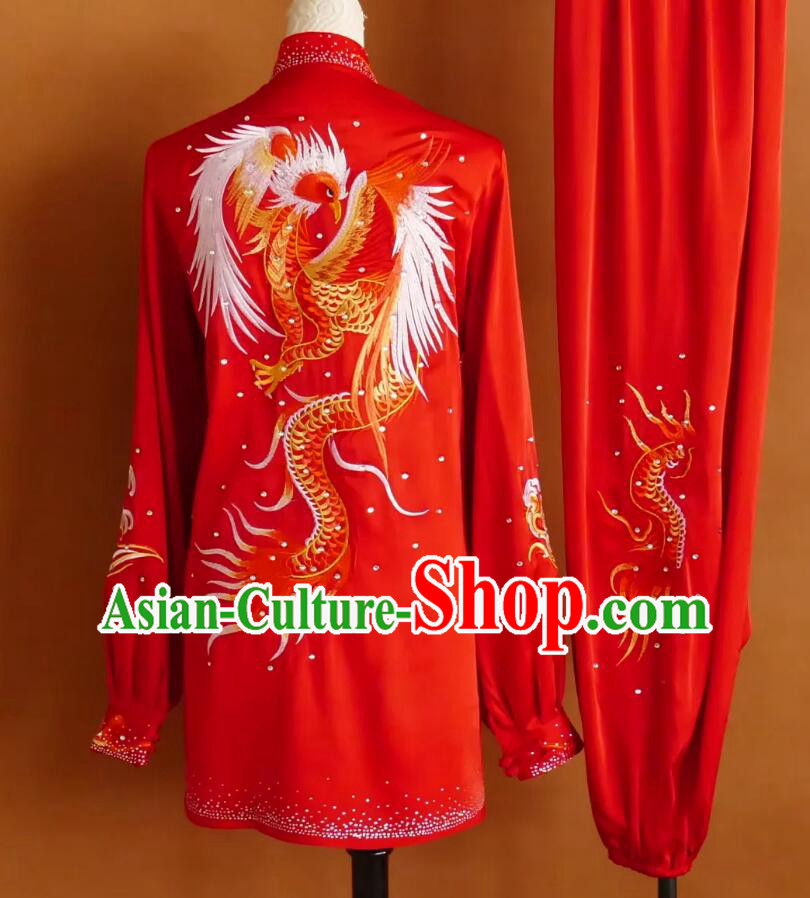 Red Tai Chi Performance Suit Chinese Kung Fu Competition Clothing Embroidered Taijiquan Outfit Red Tai Chi Performance Suit Chinese Kung Fu Competition Clothing Embroidered Taijiquan Outfit