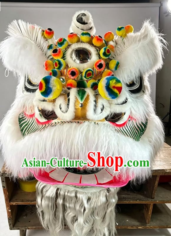 Traditional Bristle Fur Lion Dance Costume Handcrafted Chinese Southern Lion Head and Tail Complete Set