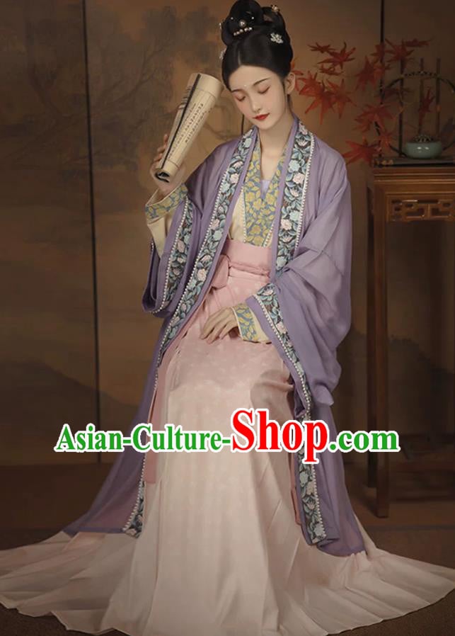 Women Song Dynasty Hanfu High Waist Pleated Skirt Three Piece Set Traditional Chinese Clothing