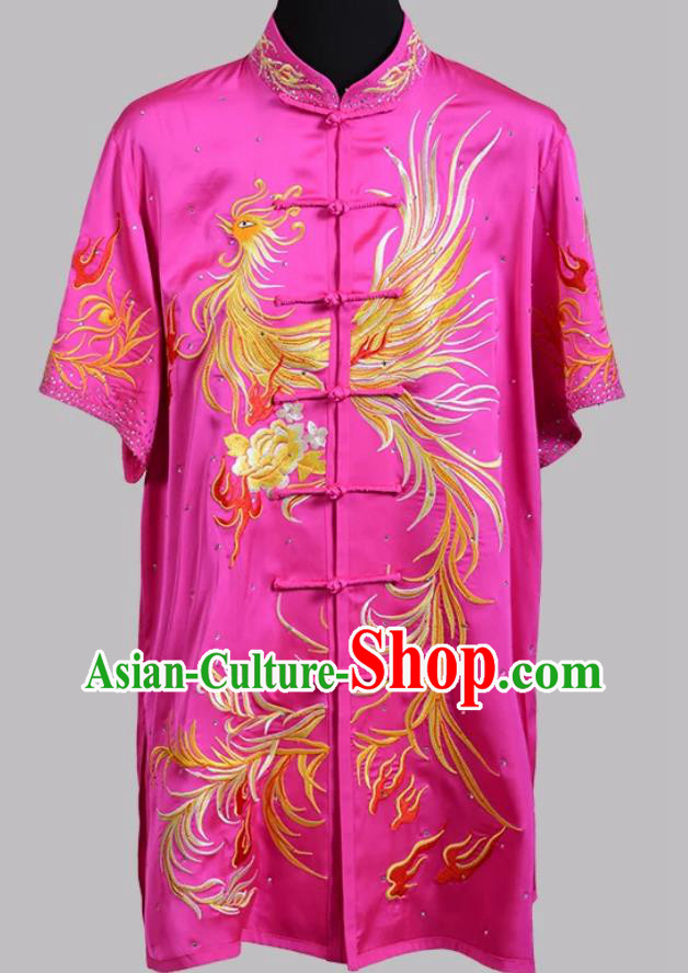 Embroidered Phoenix Changquan Wushu Uniform Martial Arts Costume Athletic Competition Exam Pink Outfit Embroidered Phoenix Changquan Wushu Uniform Martial Arts Costume Athletic Competition Exam Pink Outfit
