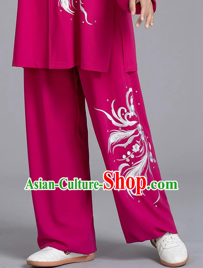 Embroidered Fushcia Tai Chi Costume Qigong Performance Competition Wear Chinese Kung Fu Suit Embroidered Fushcia Tai Chi Costume Qigong Performance Competition Wear Chinese Kung Fu Suit
