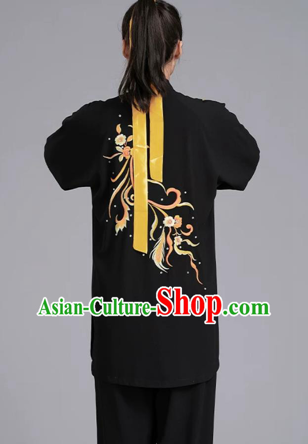 Embroidered Black Tai Chi Costume Qigong Performance Competition Wear Chinese Kung Fu Suit Embroidered Black Tai Chi Costume Qigong Performance Competition Wear Chinese Kung Fu Suit