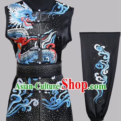 Nanquan Embroidered Dragon And Phoenix Wushu Uniform Mens Hot Drill Suit Kung Fu Performance Competition Costume