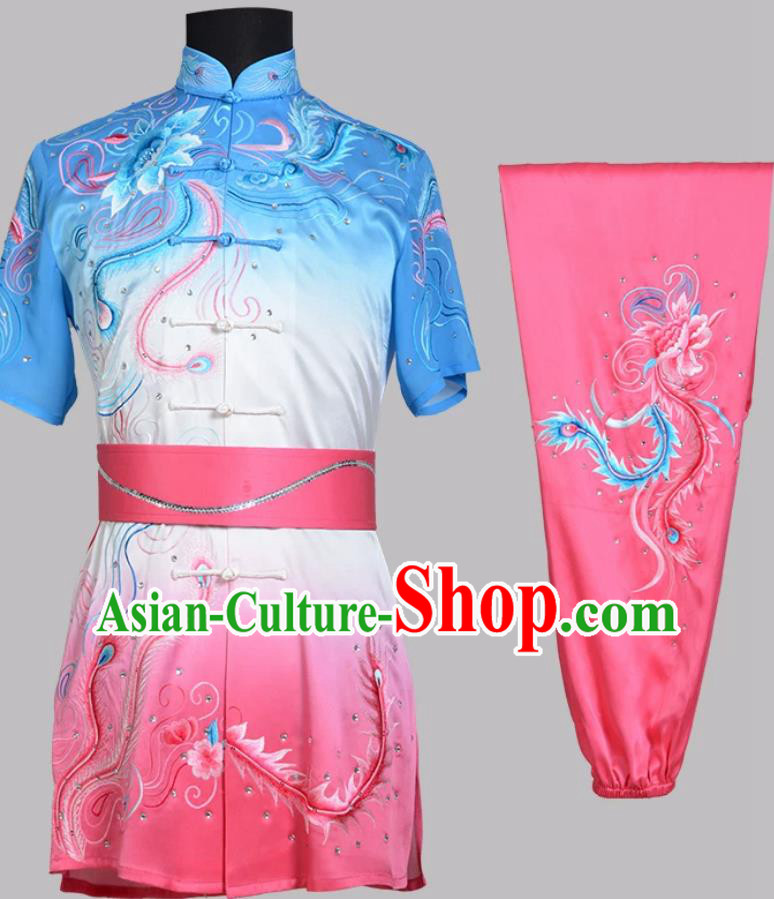 Gradient Embroidered Professional Wushu Competition Costume Changquan Routine Performance Wear