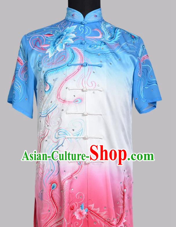 Gradient Embroidered Professional Wushu Competition Costume Changquan Routine Performance Wear Gradient Embroidered Professional Wushu Competition Costume Changquan Routine Performance Wear