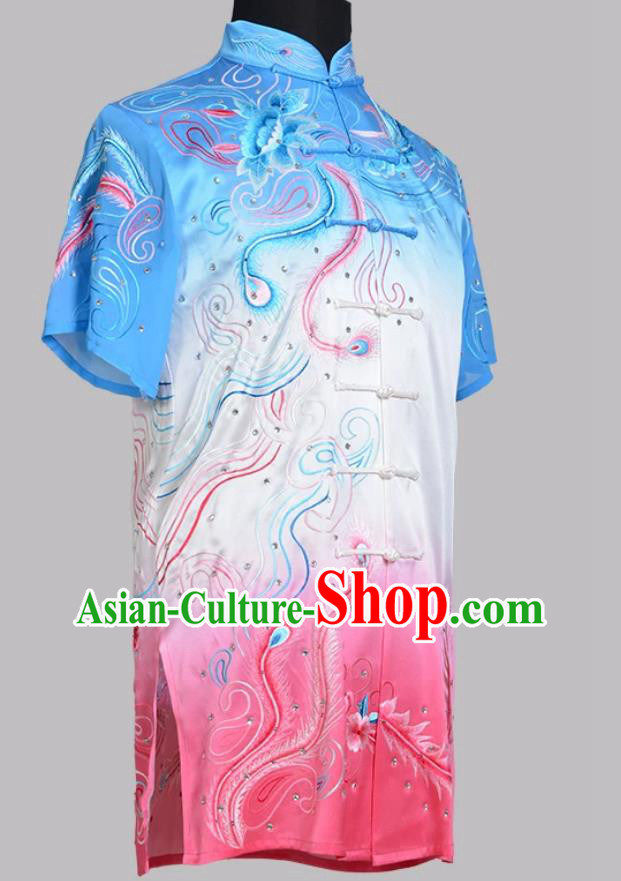 Gradient Embroidered Professional Wushu Competition Costume Changquan Routine Performance Wear Gradient Embroidered Professional Wushu Competition Costume Changquan Routine Performance Wear