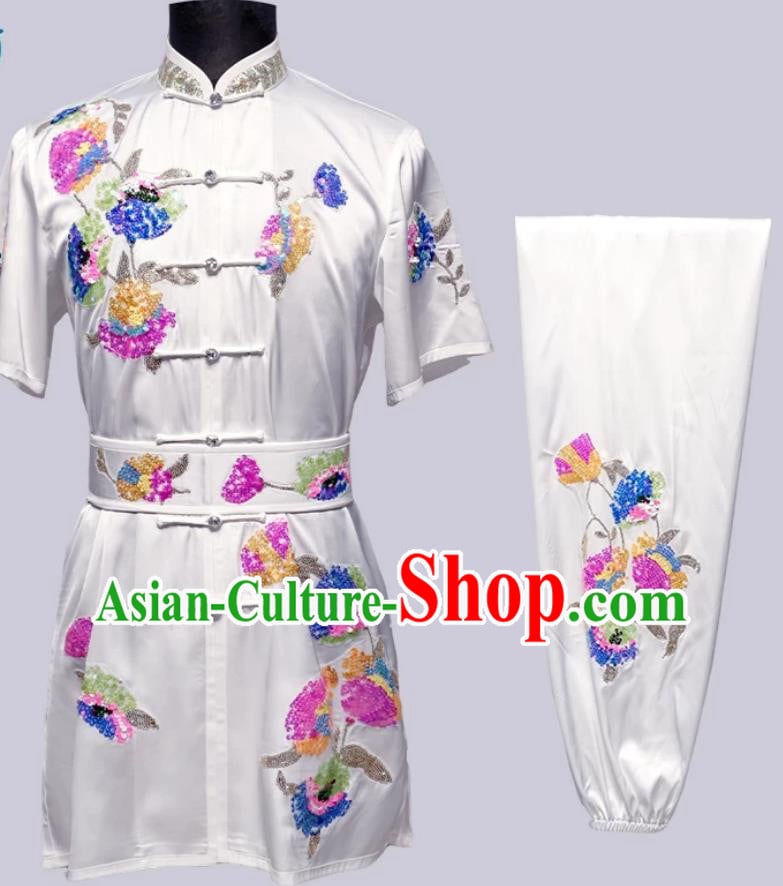 Colorful Sequin Changquan Uniform Wushu Competition Costume Kung Fu Athletic Wear