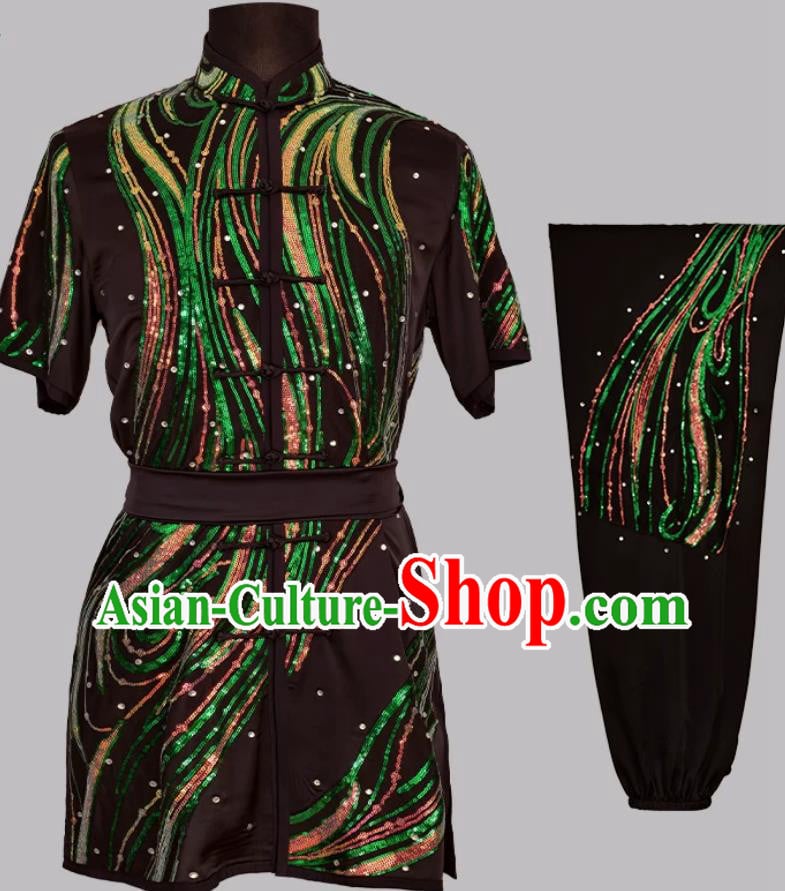 Sequin Embroidered Wushu Competition Clothing Changquan Color Uniform Martial Arts Costume