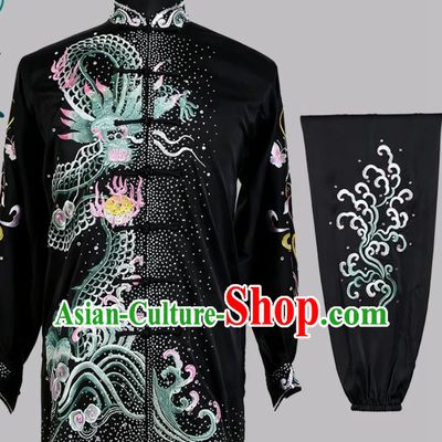 Dragon Embroidered Tai Chi Uniform Athletic Exam Wear Traditional Chinese Kung Fu Training Costume