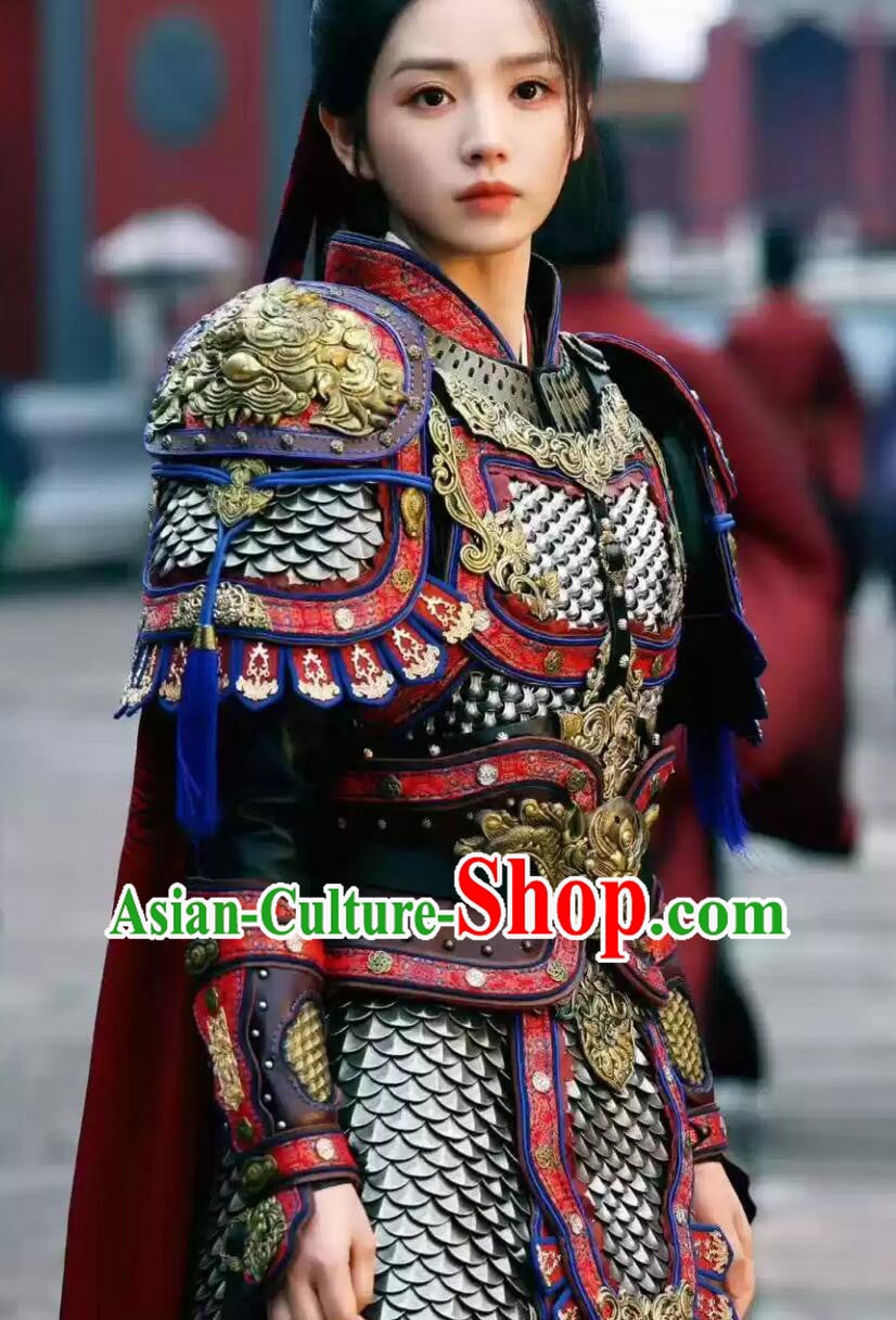 Drama Pursuit of Jade Fan Changyu Armor Costume Set Ancient Chinese Female General Armour Warrior Outfit