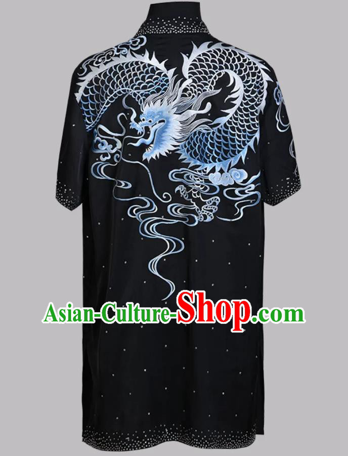 Dragon Embroidered Black Changquan Uniform Kung Fu Competition Costume Wushu Performance Clothing Dragon Embroidered Black Changquan Uniform Kung Fu Competition Costume Wushu Performance Clothing