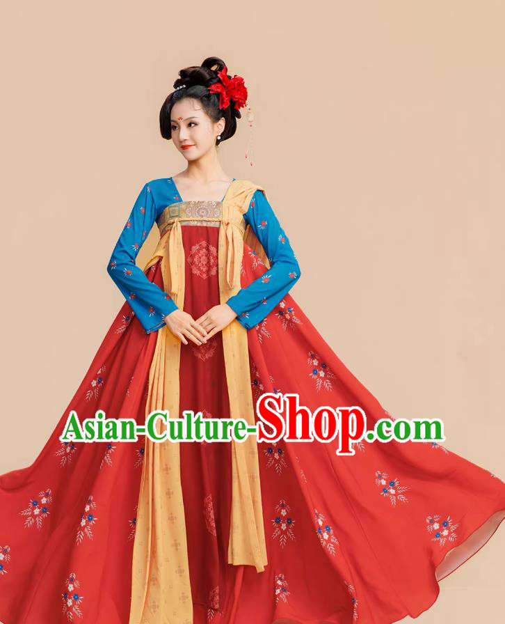 Tang Dynasty Hanfu Dance Dress ChangAn Tang Style Ruqun Classical Dance Performance Costume Tang Dynasty Hanfu Dance Dress ChangAn Tang Style Ruqun Classical Dance Performance Costume
