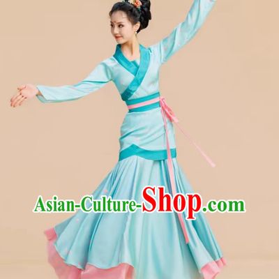 Classical Dance Performance Costume Kan Shui Qian Xi Women Group Dance Clothing Chinese Flowing Ethereal Dress