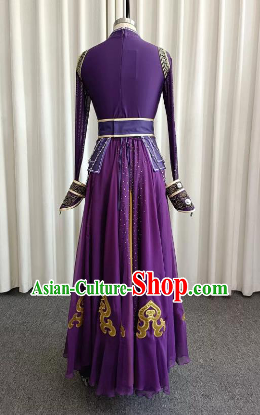 Mongolian Dance Performance Costume Chinese Ethnic Dance Purple Dress Mongolian Dance Performance Costume Chinese Ethnic Dance Purple Dress