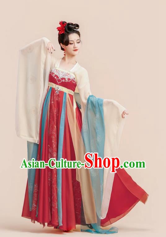 Han Tang Classical Dance Costume Women Hanfu Wide Sleeve Dress Flowing Dance Wear Han Tang Classical Dance Costume Women Hanfu Wide Sleeve Dress Flowing Dance Wear