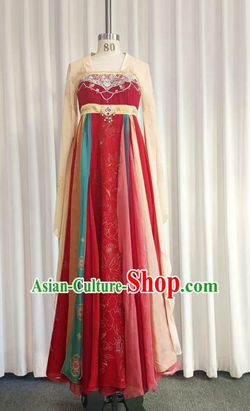 Han Tang Classical Dance Costume Women Hanfu Wide Sleeve Dress Flowing Dance Wear Han Tang Classical Dance Costume Women Hanfu Wide Sleeve Dress Flowing Dance Wear