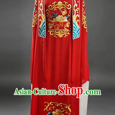 Traditional Chinese Scholar Garment Two Piece Young Male Role Costume Yue Opera Xiaosheng Red Robe