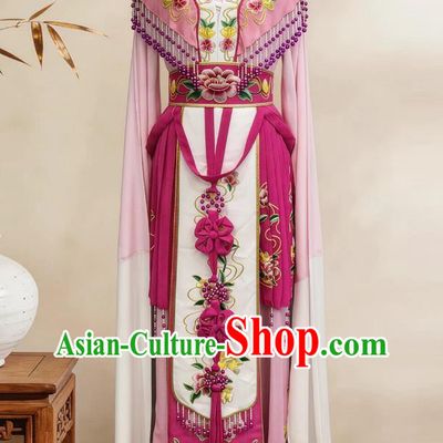 Yue Opera Hua Dan Costume Zhu Yingtai Miss Role Pink Dress Peony Embroidery Traditional Chinese Performance Clothing