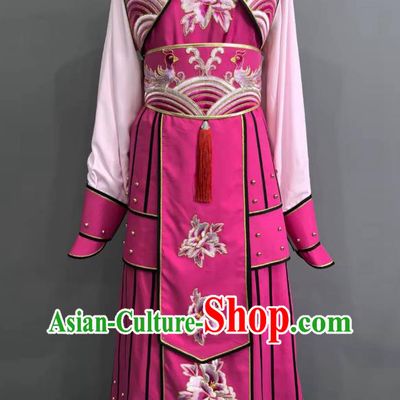 Mu Guiying Performance Armor Yue Opera Shuang Lie Ji Liang Hongyu Magenta Dress Chinese Opera Wu Dan Female Military Costume
