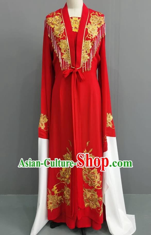 Yue Opera Hua Dan Red Dress Chinese Opera Young Lady Costume Embroidery Matching Cape
