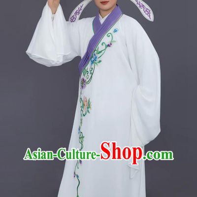 White Yue Opera Xiaosheng Robe Chinese Opera Costume For Scholar Traditional Stage Performance Clothing