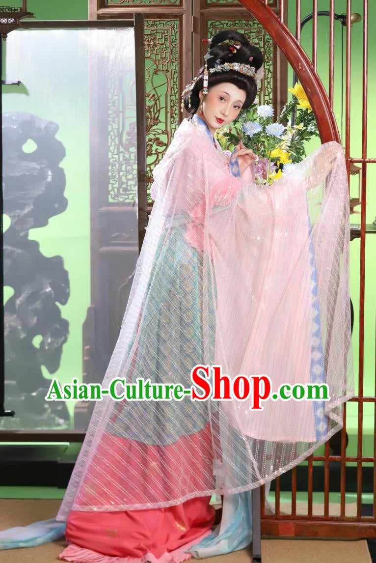 Fairy Costume Holographic Sequined Cloak Traditional Chinese Princess Light Pink Cape