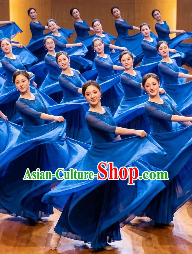Modern Performance Dress Liu Haocun Blue Dance Costume Chinese Classical Dance Clothing Modern Performance Dress Liu Haocun Blue Dance Costume Chinese Classical Dance Clothing