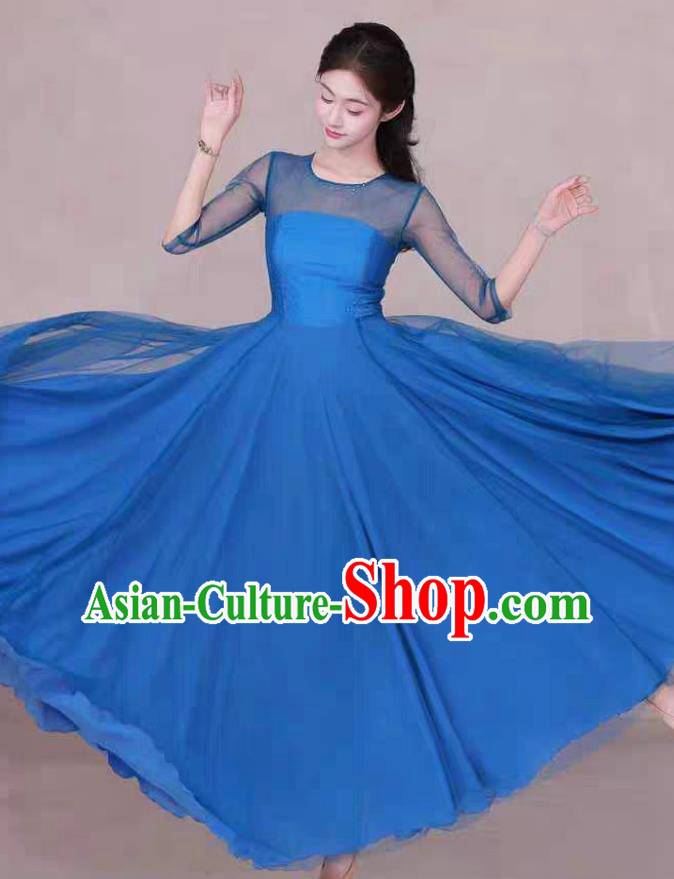 Modern Performance Dress Liu Haocun Blue Dance Costume Chinese Classical Dance Clothing Modern Performance Dress Liu Haocun Blue Dance Costume Chinese Classical Dance Clothing