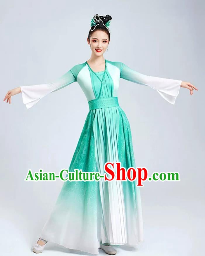 Qiu Shui Gong Chang Tian Classical Dance Performance Costume Chinese Style Women Group Dance Green Dress