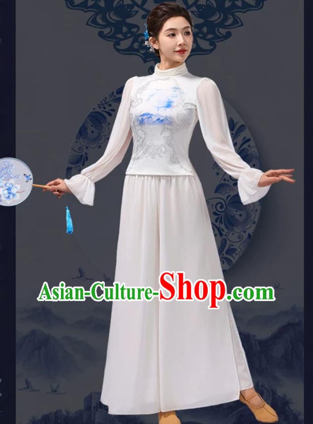 Blue And White Porcelain Classical Dance Clothing Chinese Style Dance Performance Costume Classical Dance Qipao