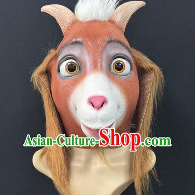 Sheep Latex Head Mask Halloween Cosplay Cartoon Goat Face Mask Party Funny Prop