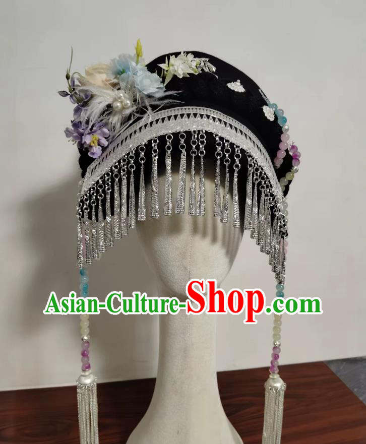 Yi Ethnic Tile Cover Hat Performance Show Ethnic Style Headwear Chinese National Minority Accessories