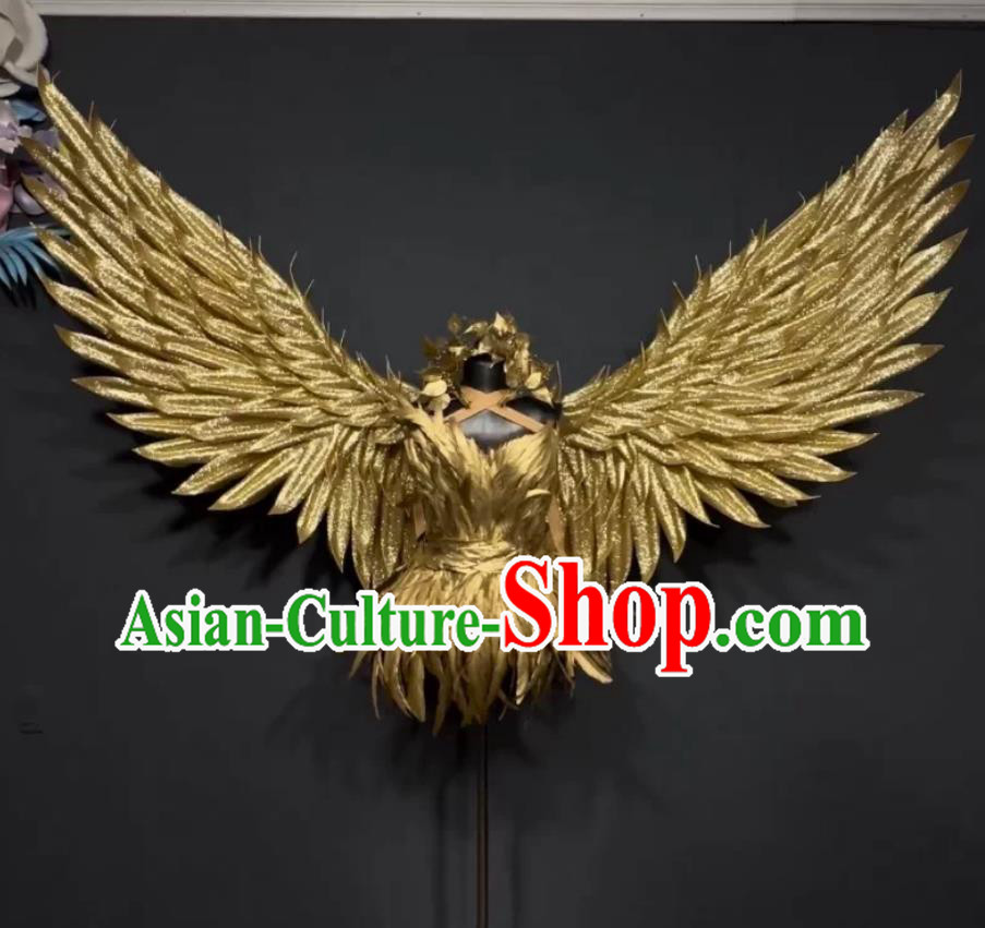 Custom Halloween Gold Feather Angel Performance Decoration Cosplay Wings Costume