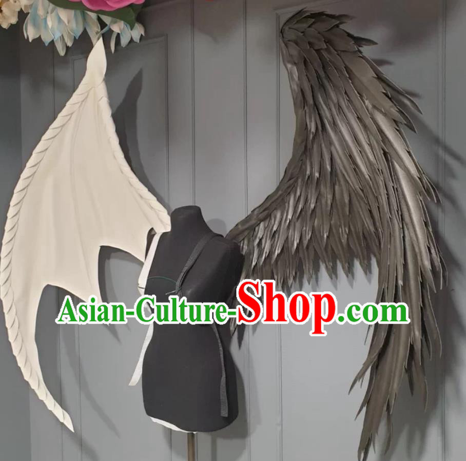 Cosplay Prop Custom Black and White Bat Wings Halloween Devil Angel Wings Comic Convention Decoration Prop