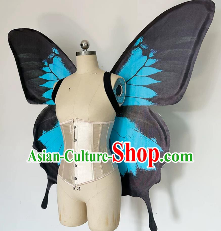 Blue Custom Runway Colorful Butterfly Cosplay Fairy Wings Photography Photo Shoot Decoration Prop