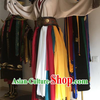 Chinese Ethnic Costume Shaman Stage Performance Clothes Waist Belt Cape Inner Collar Top Skirt Skirt Five Piece Set