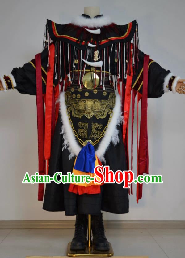 Custom Men Stage Performance Costume Intangible Cultural Heritage Ancient Chinese Warrior Outfit