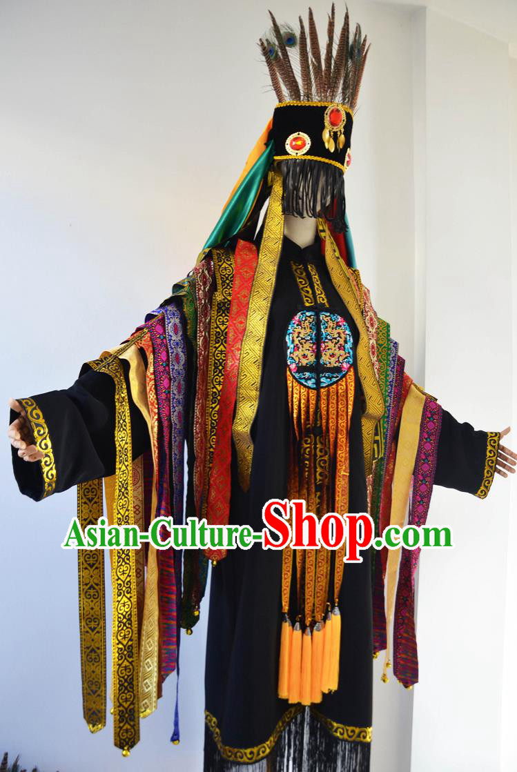 Chinese Ethnic Shaman Deity Outfit and Hat Complete Set