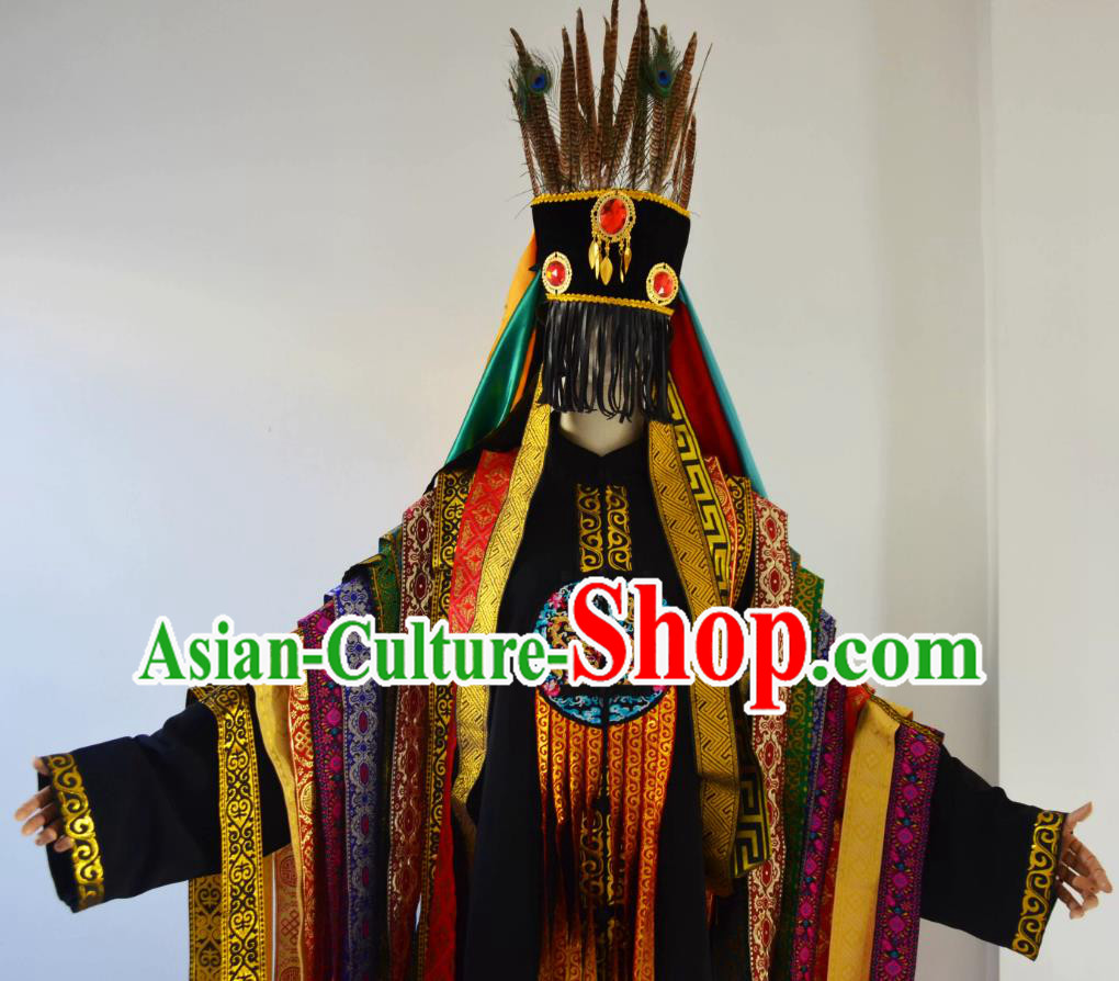 Chinese Ethnic Shaman Deity Outfit and Hat Complete Set Chinese Ethnic Shaman Deity Outfit and Hat Complete Set