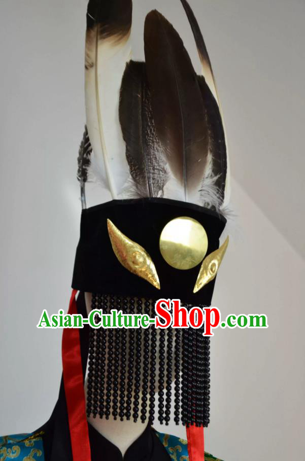 High Priest Shaman Feather Hat Custom Mongolian Style Headwear