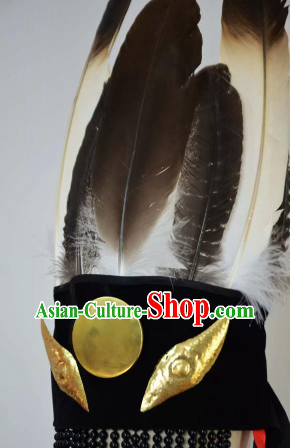 High Priest Shaman Feather Hat Custom Mongolian Style Headwear High Priest Shaman Feather Hat Custom Mongolian Style Headwear