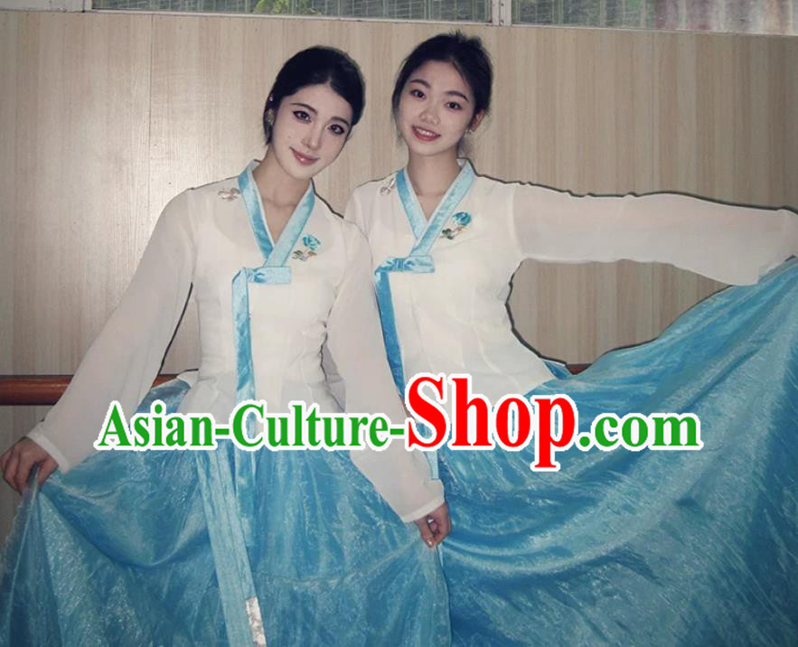 Yanbian Korean Ethnic Dance Performance Costume Chinese Women Blue Practice Dress Set Yanbian Korean Ethnic Dance Performance Costume Chinese Women Blue Practice Dress Set