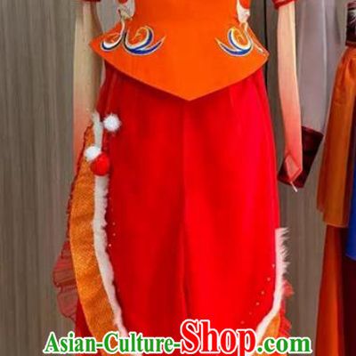 Chinese Shanbei Yangge Dance Costume Women Performance Wear Drum Playing Red Outfit