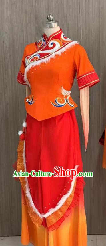 Chinese Shanbei Yangge Dance Costume Women Performance Wear Drum Playing Red Outfit Chinese Shanbei Yangge Dance Costume Women Performance Wear Drum Playing Red Outfit