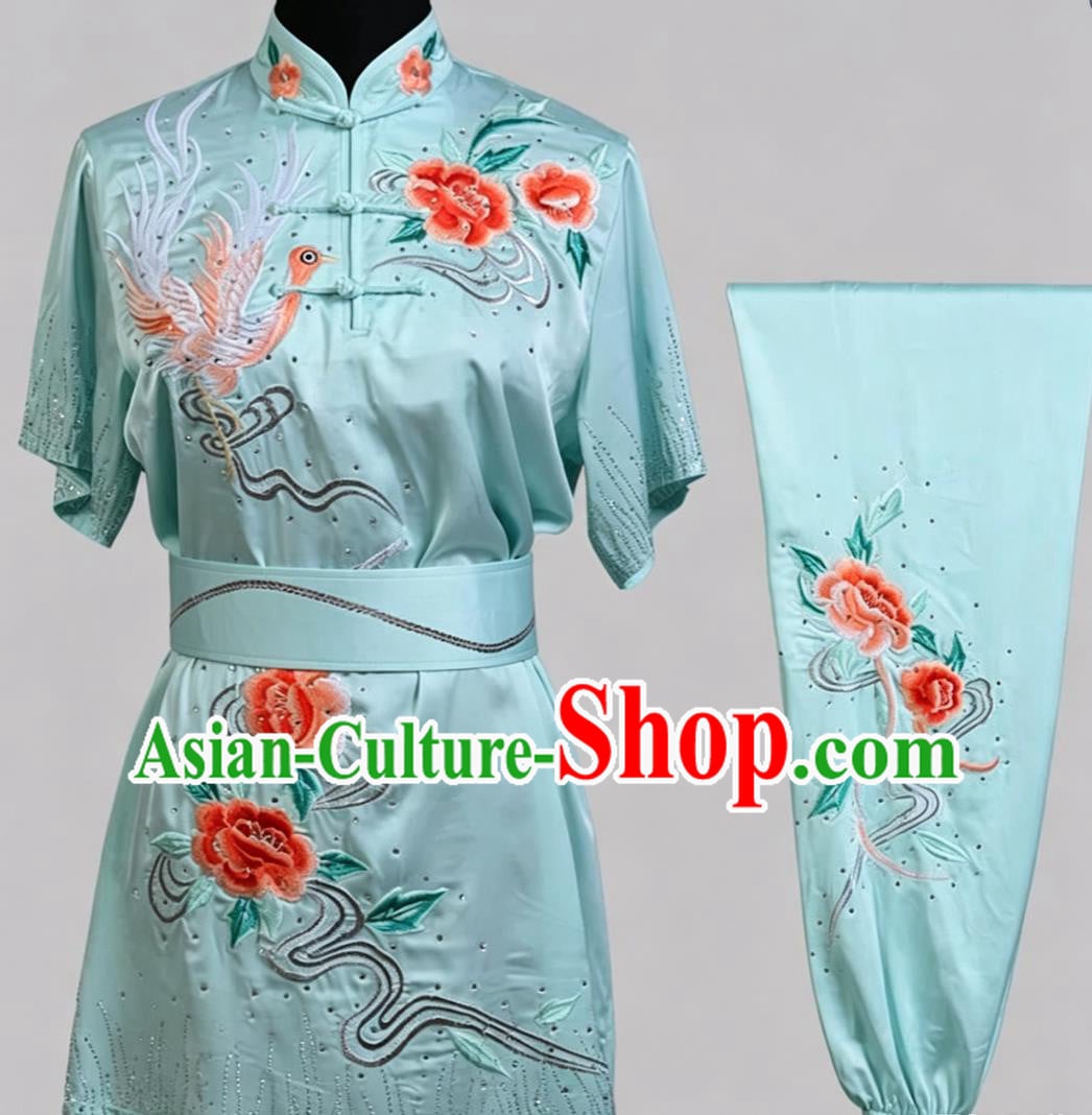 Light Blue Martial Arts Competition Performance Costume Kung Fu Changquan Uniform