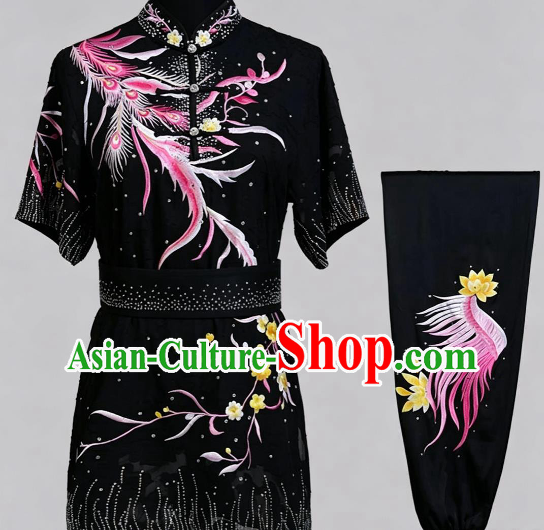 Top Wushu Clothing Embroidery Rhinestone Kung Fu Performance Costume Martial Arts Changquan Uniform